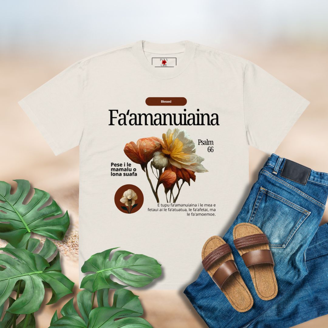 Fa’amanuiaina Oversized Faded and Heavy Premium T-Shirt - Blessed in Samoan