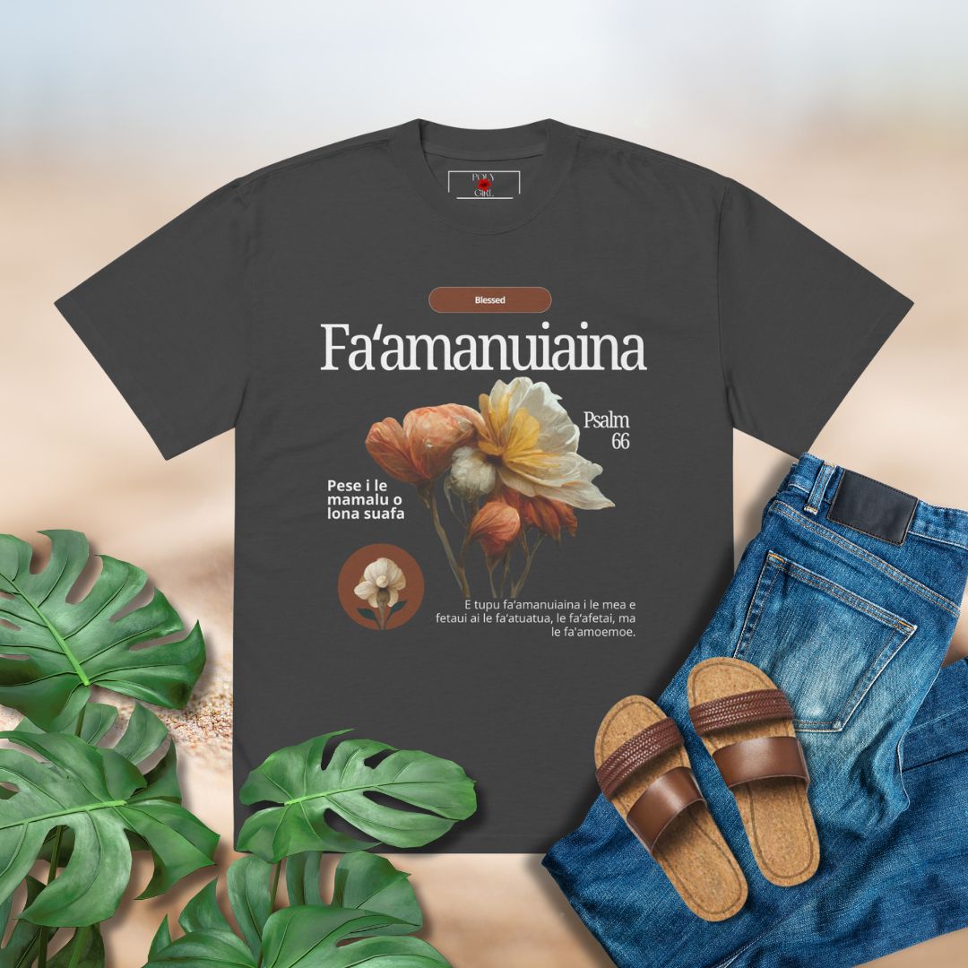 Fa’amanuiaina Oversized Faded and Heavy Premium T-Shirt - Blessed in Samoan
