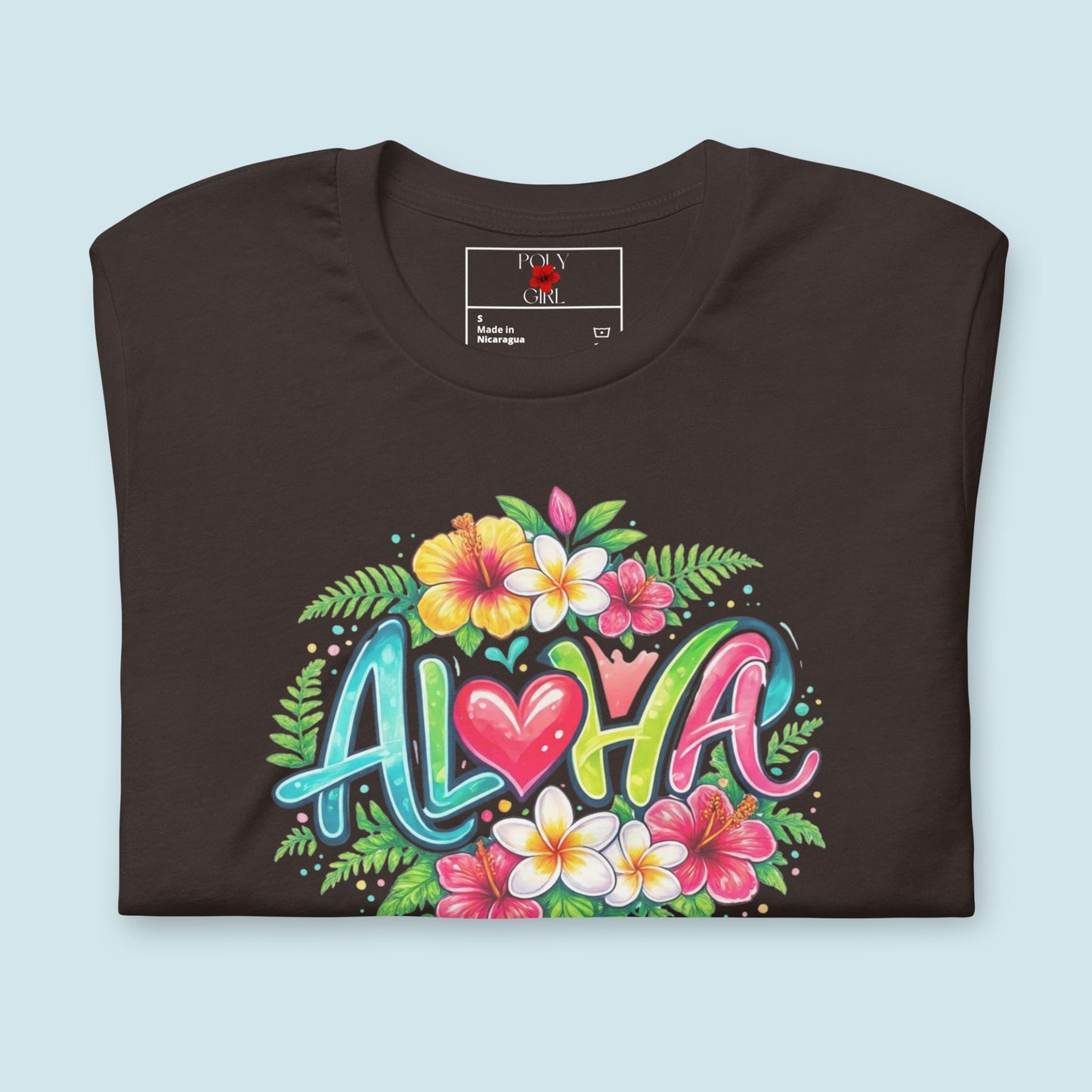 Aloha Tshirt Folded in Brown color
