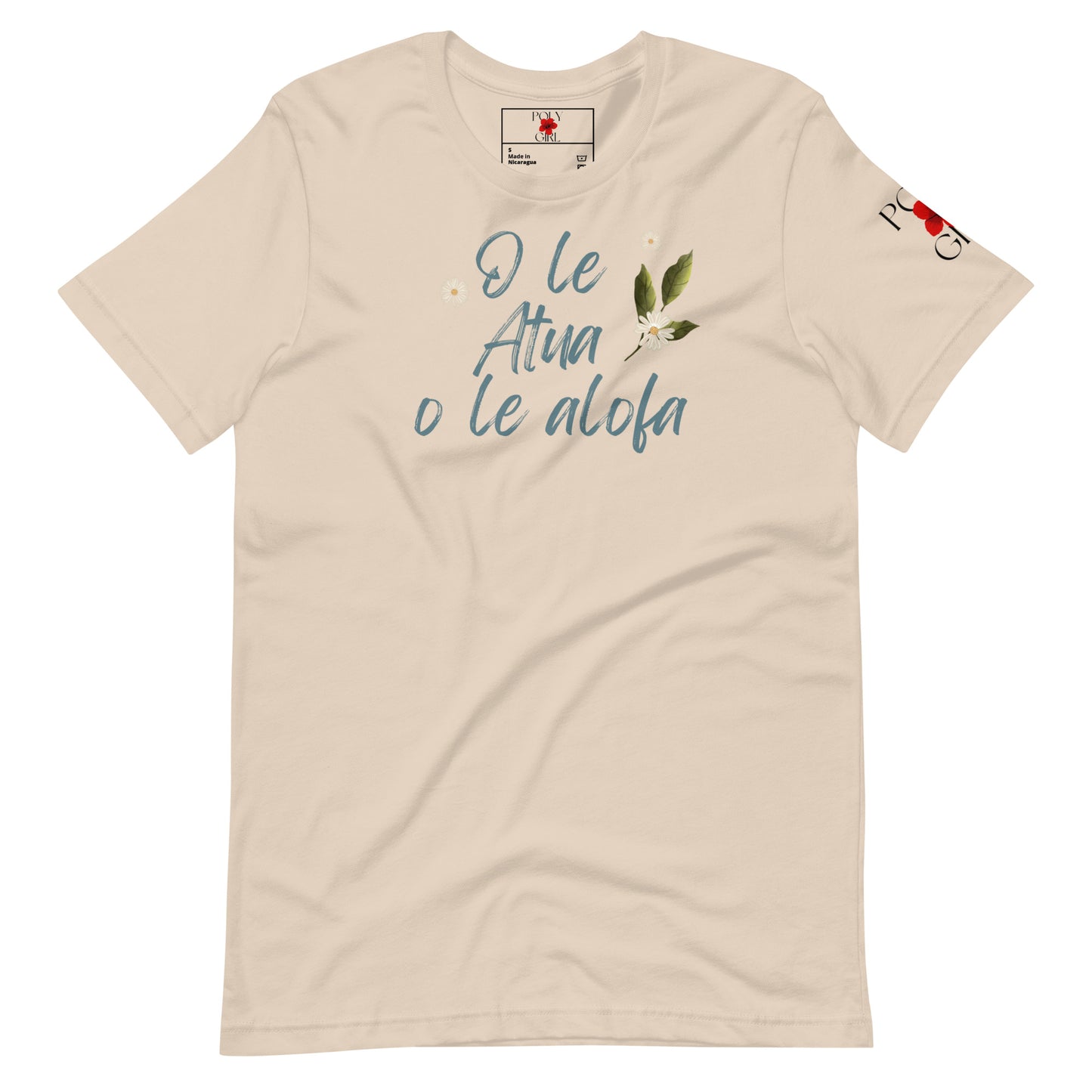 God is love in Samoan on beige tshirt