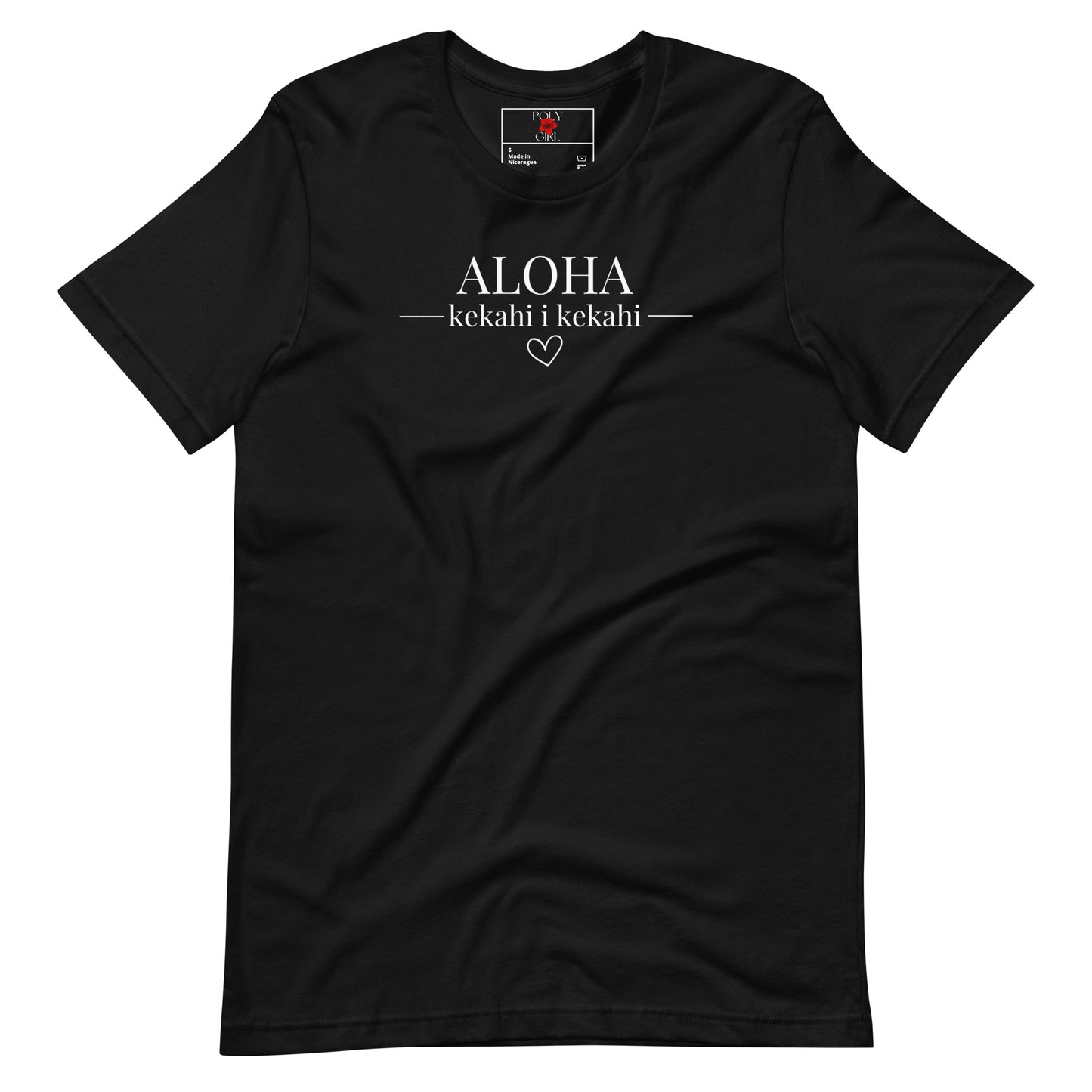 Ladies' Black T-shirt with Aloha Kekahi i Kekahi design by Poly Girl