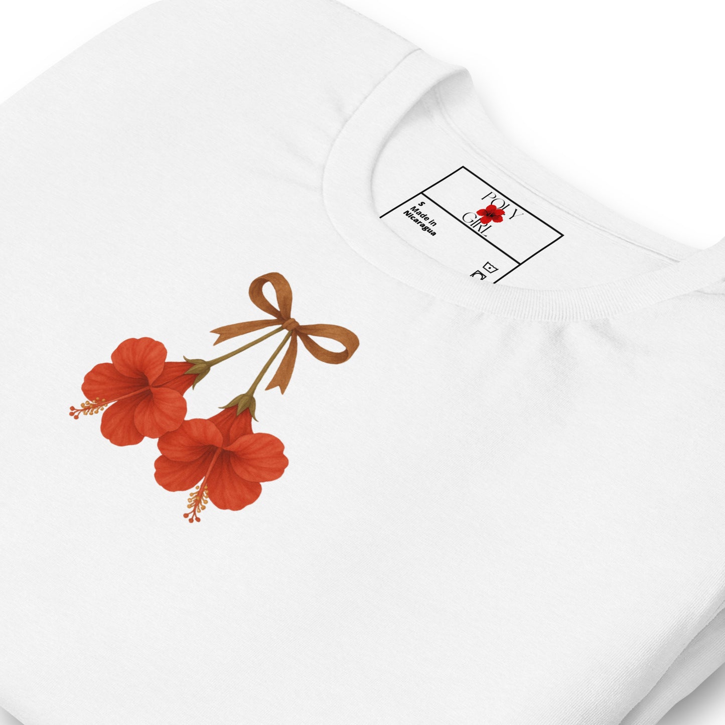 Pretty design of twin hibiscus tee in white