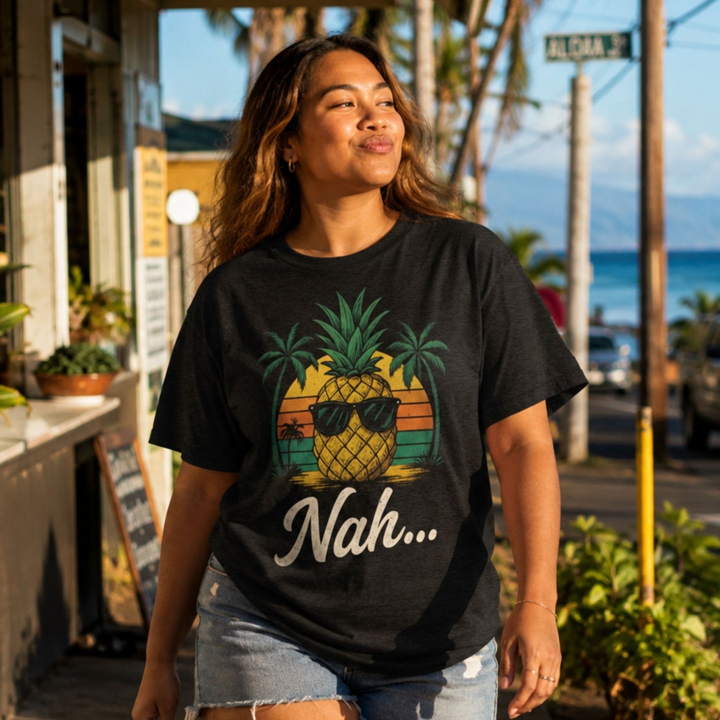 Nah_Pineapple_Shirt_by Poly Girl in heather black