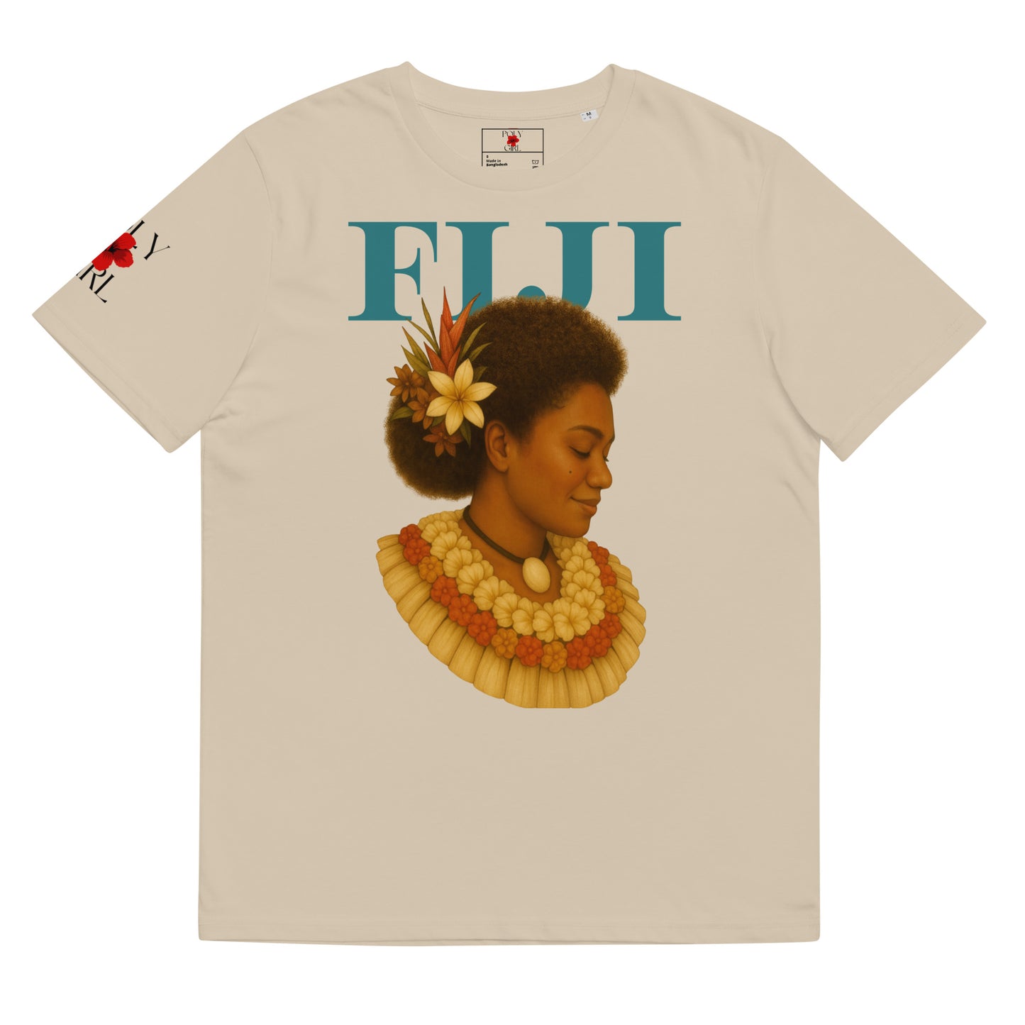 O Le Marama Fiji Tee in Khaki vintage homage to Fiji women