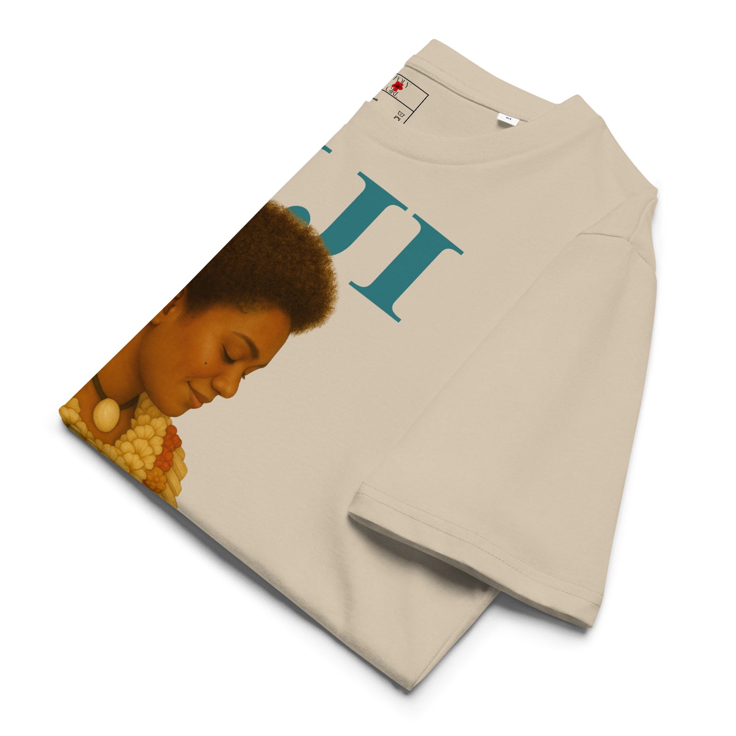 O Le Marama Fiji Inspired Tee Folded in Tan by Poly Girl