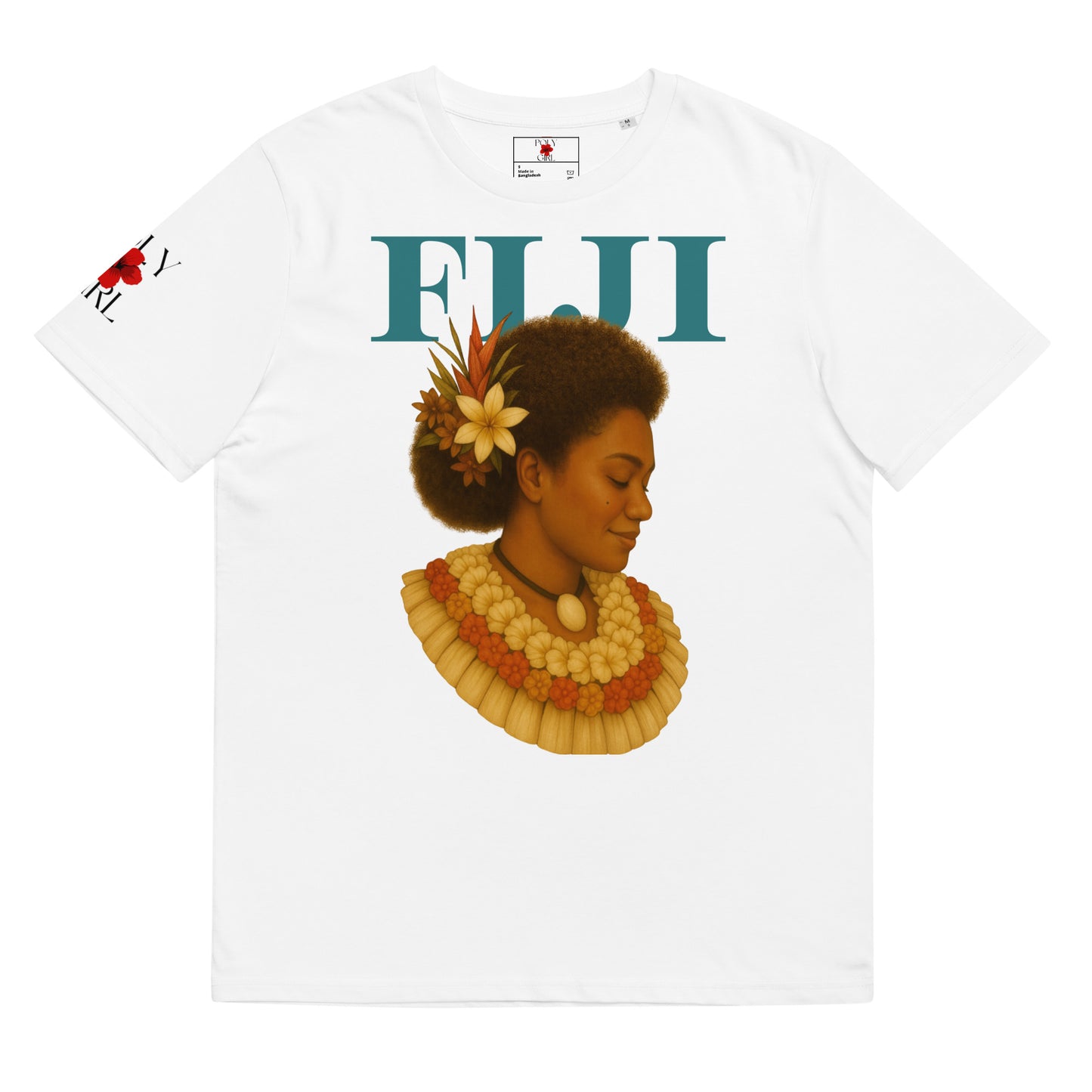 O Le Marama Fiji Tee in white, Fiji inspired tshirt honoring the beauty and wisdom of the Fijian woman