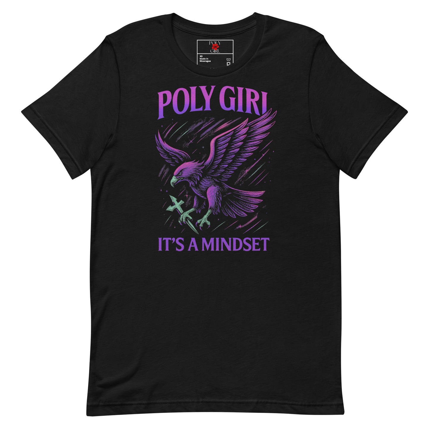 Poly Girl It’s A Mindset tee with bold eagle artwork