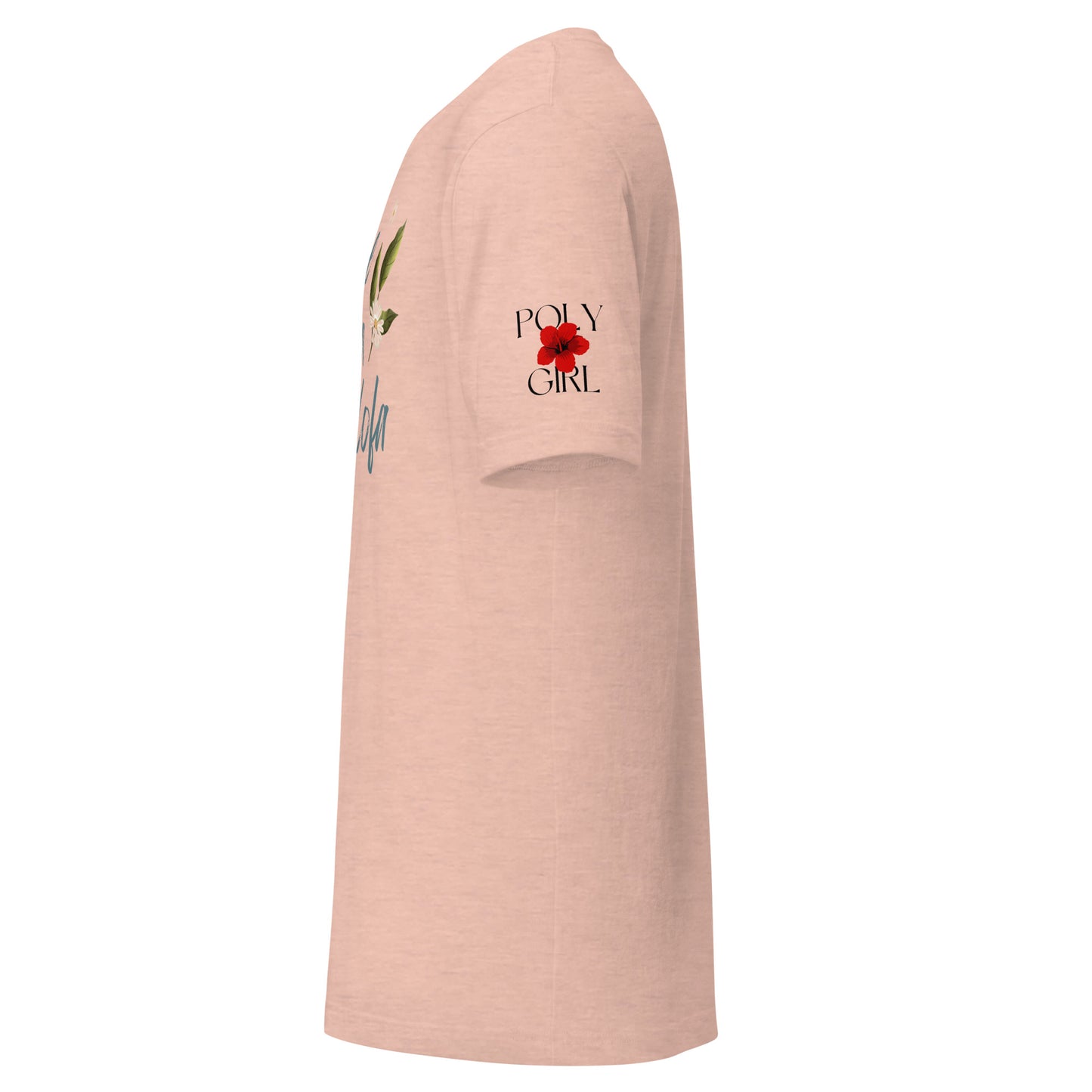 Poly Girl logo on God is love tshirt written in Samoan