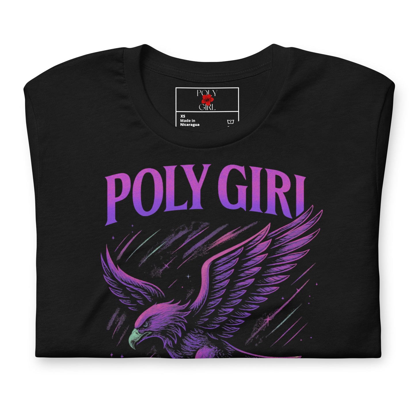 Soaring eagle mindset design on Poly Girl black tee