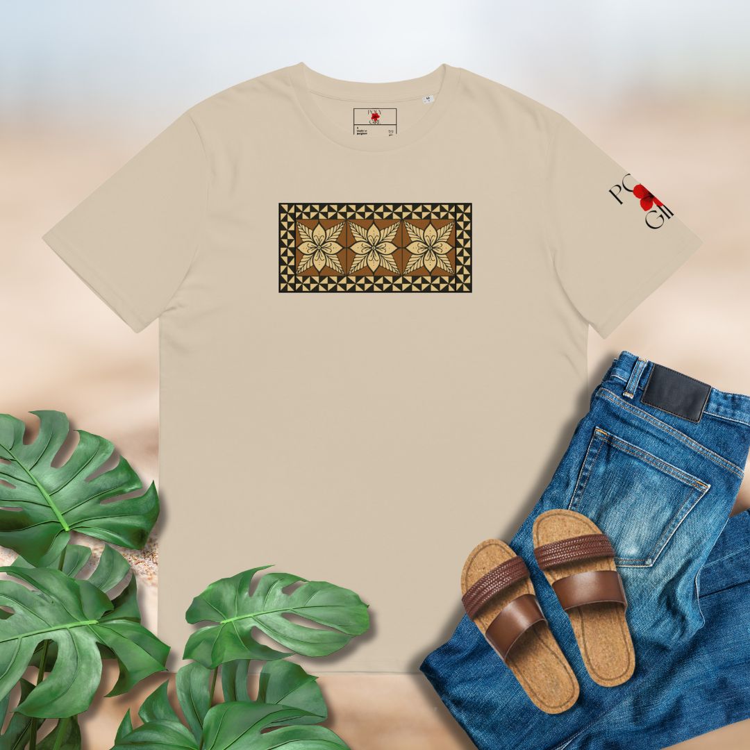 Three Blossoms Tapa Print