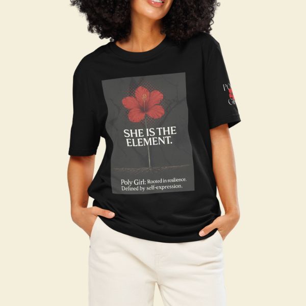She is the Element tee symbolizing island resilience and feminine strength.