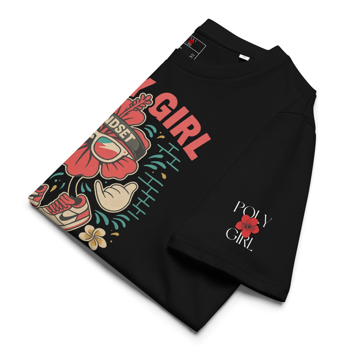 Poly Girl mindset floral graphic tee with bold island vibes