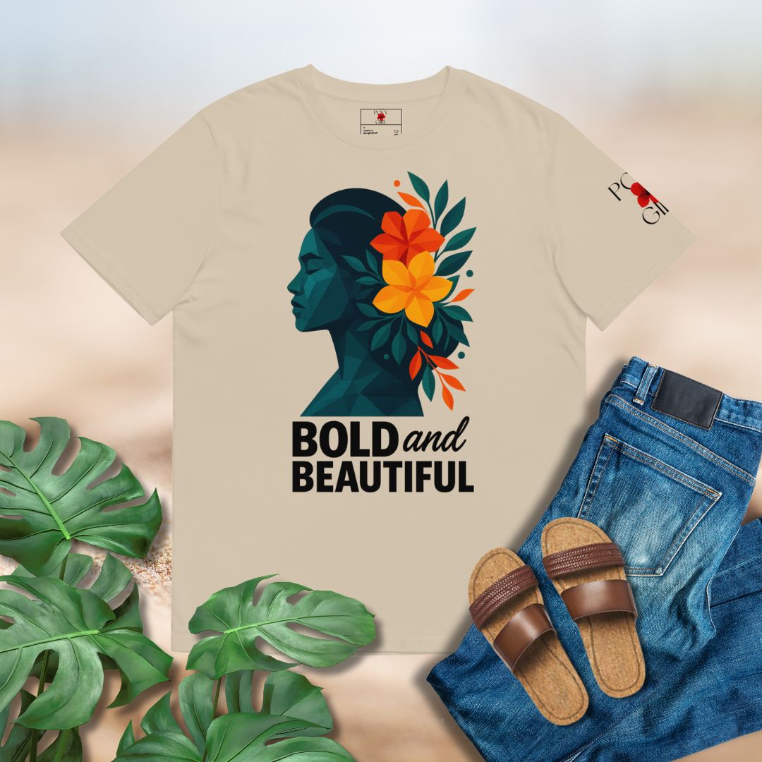 Poly Girl graphic shirt with Bold and Beautiful message in bold typography