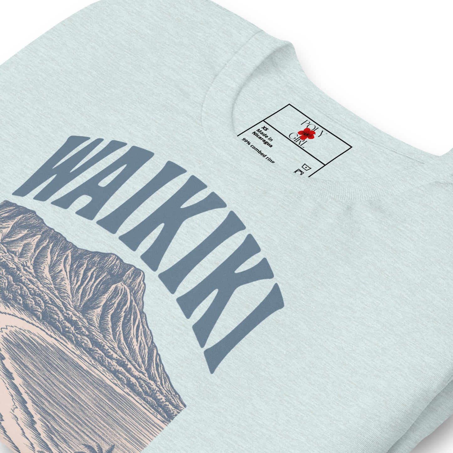 Product mockup of vintage waikiki tshirt