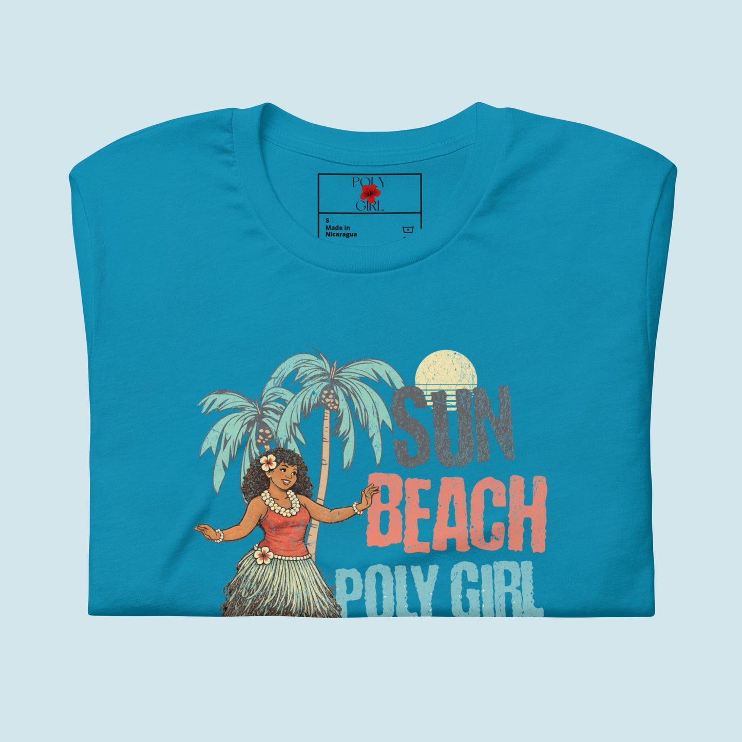 Sun Beach Poly Girl Tee in Aqua