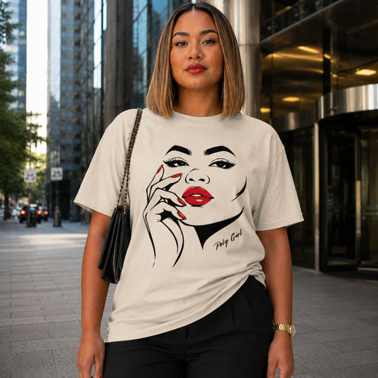 All Made up and somewhere to go Tshirt by Poly Girl in beige