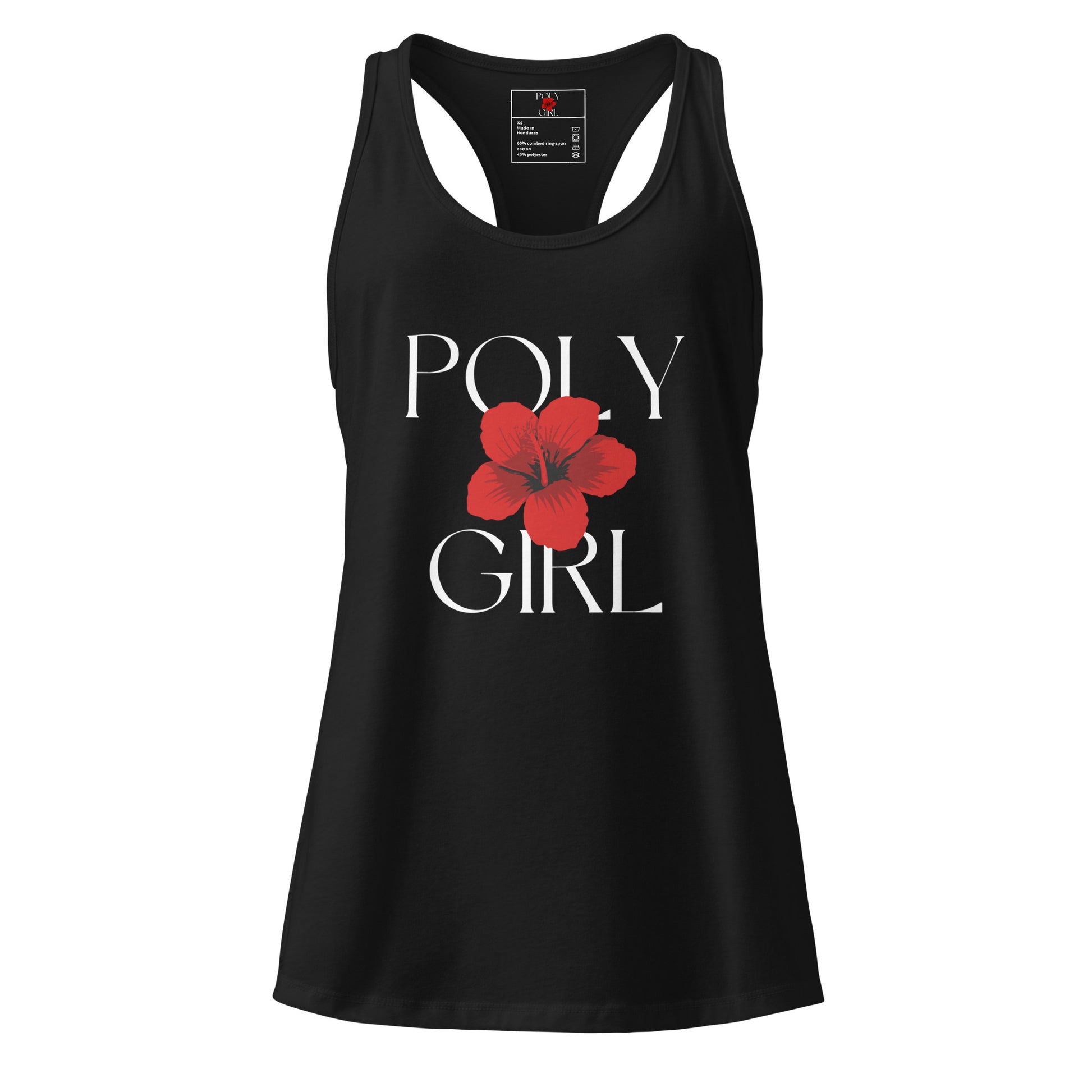 Black Racerback Tank Top with Poly Girl Signature Logo