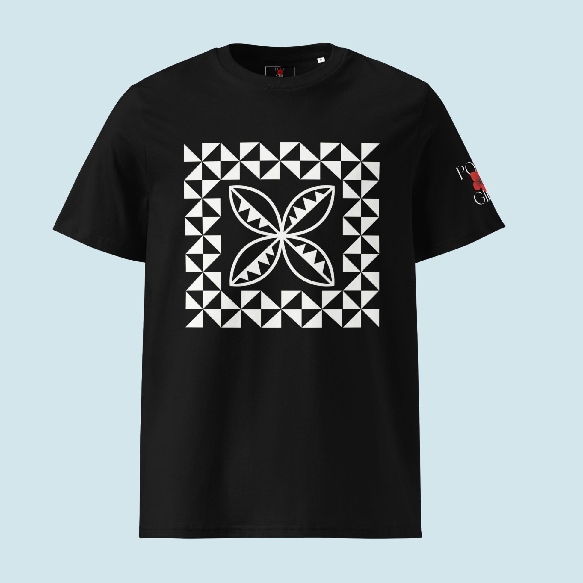 Sharp-lined geometric manulua motif inspired by traditional Tongan design