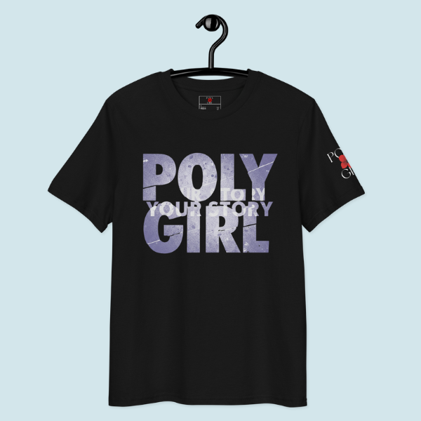 Block Tee Poly Girl tee in black on hanger