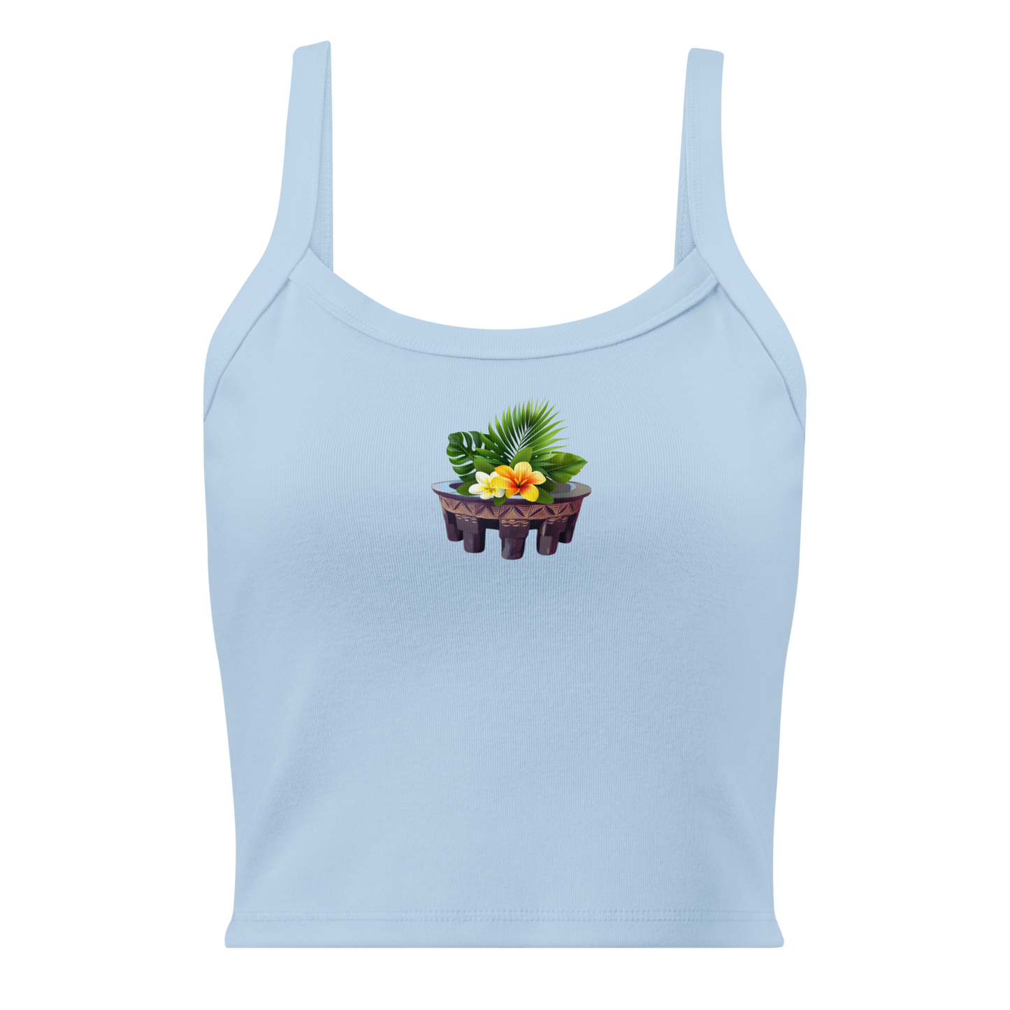 Blue Tank Top with Kava Bowl Floral by Poly Girl 