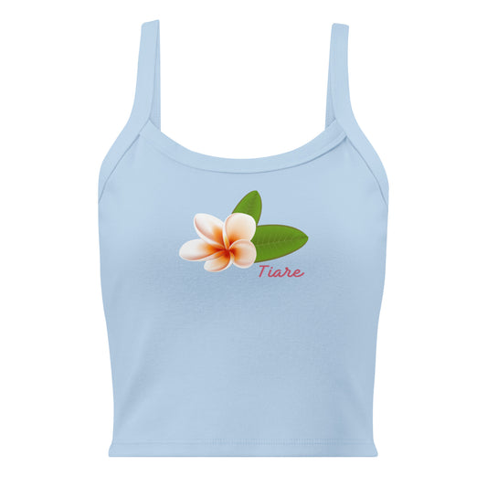 Blue Tank Top with Tiare Flower Design by Poly Girl