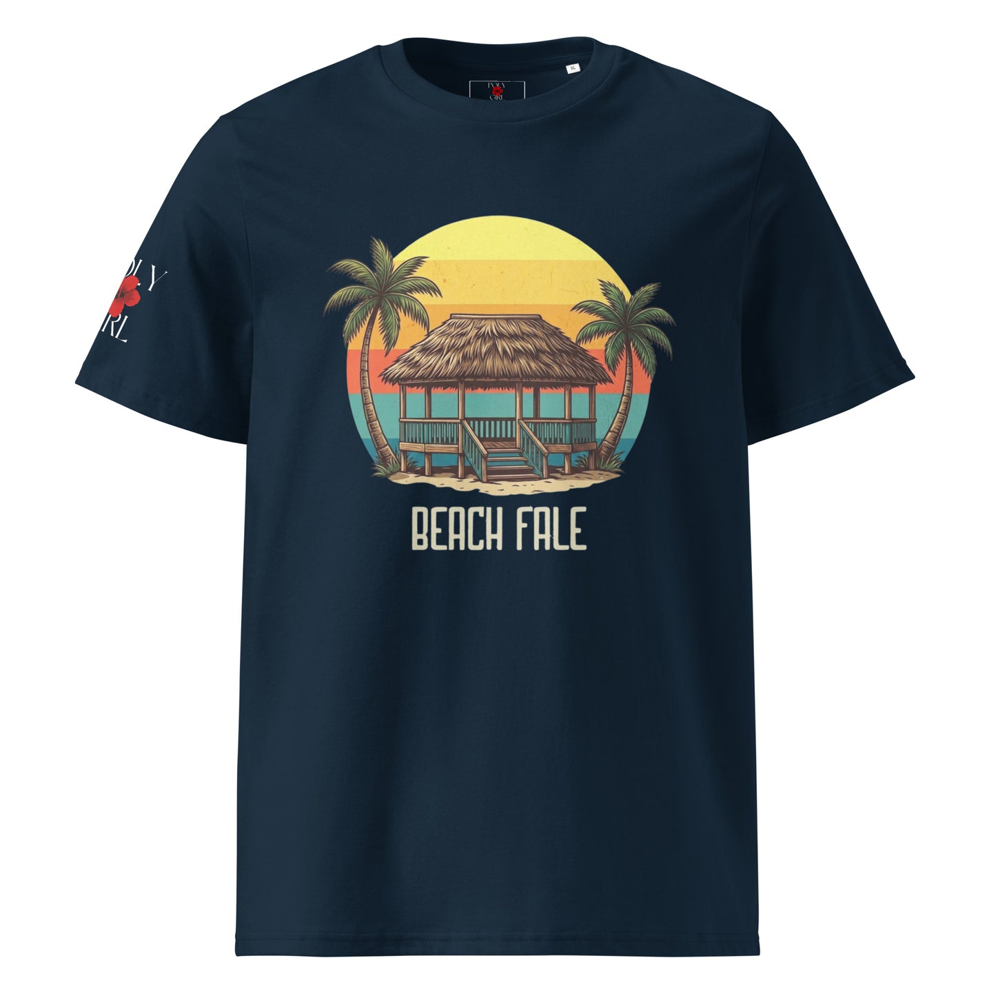 Blue Tshirt with Beach Fale Design by Poly Girl