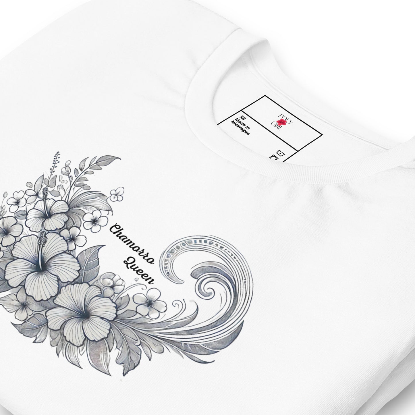 Chamorro_Queen_Tshirt, Guam Collection by Poly Girl  in white