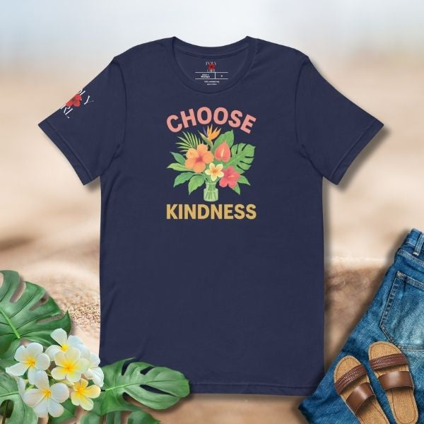 Poly Girl Choose Kindness Tee with illustrated flowers and bold typography