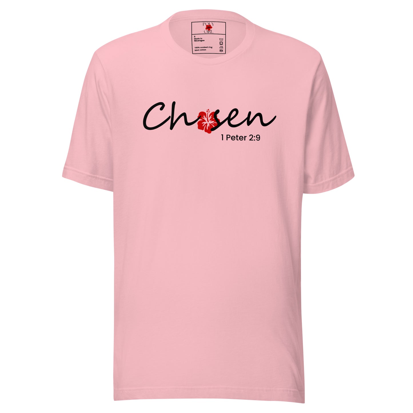 Chosen Tee 1 Peter 2:9 in Pink by Poly Girl 