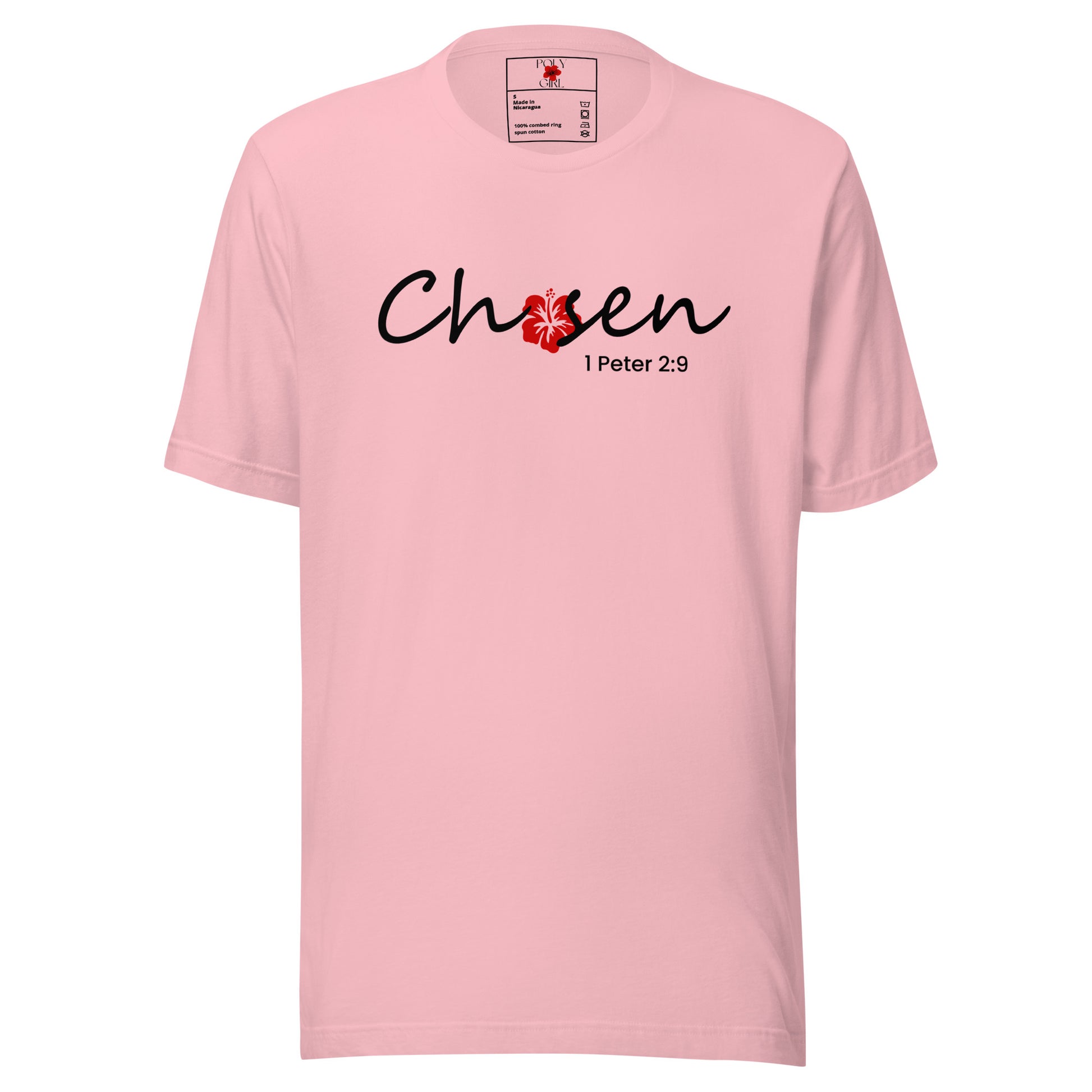 Chosen Tee 1 Peter 2:9 in Pink by Poly Girl 