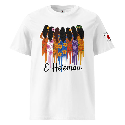 E Ho'omau tee by Poly Girl in white