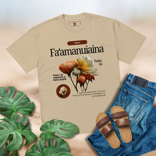 Fa’amanuiaina Oversized Faded Premium T-Shirt - Blessed in Samoan