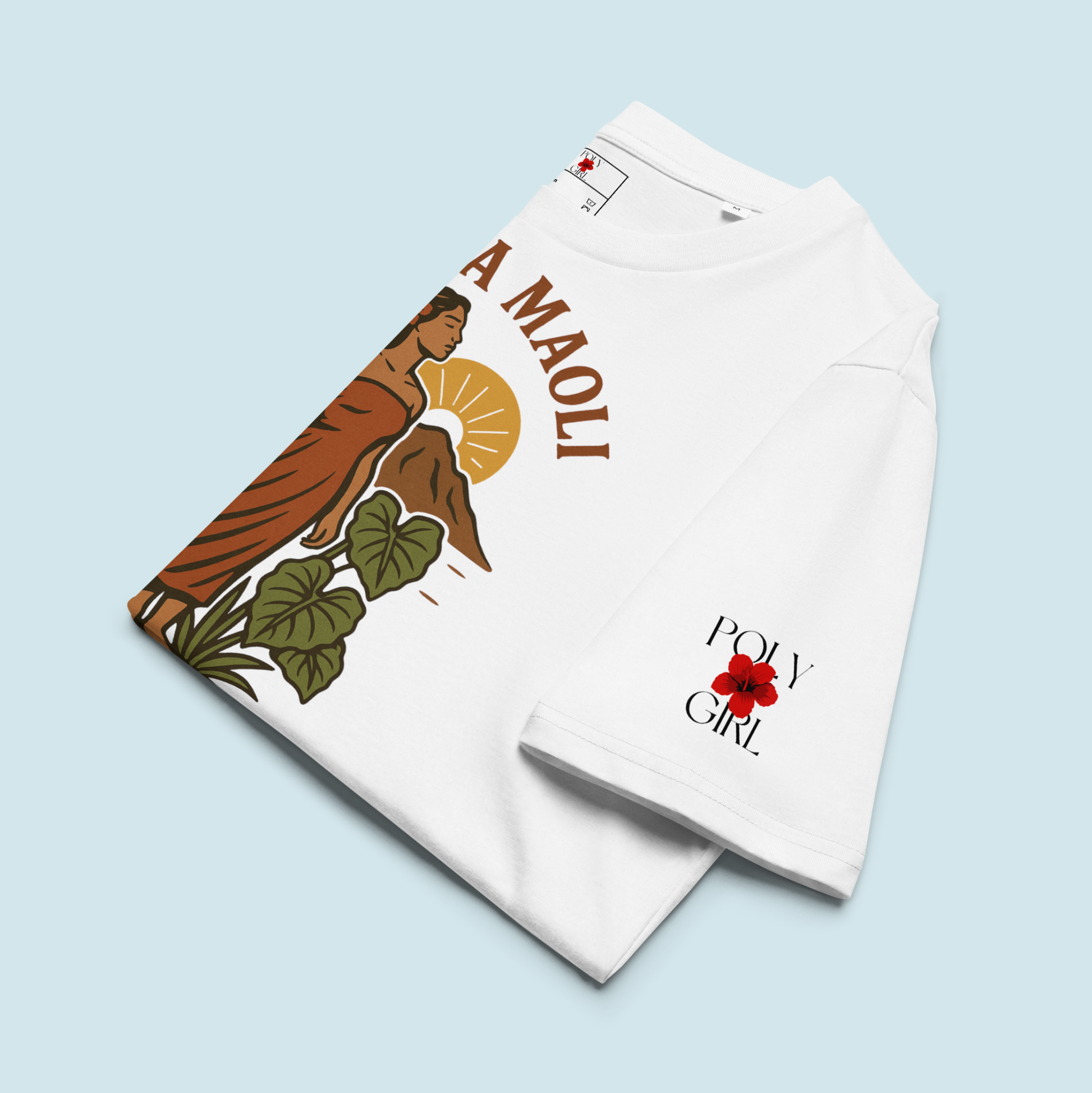 Folded Kanaka Maoli Tee with Poly Girl logo