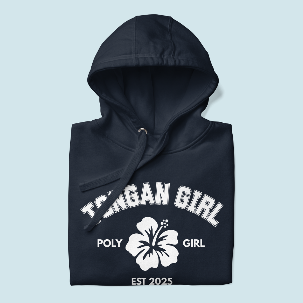 Folded Tongan Girl Poly Girl hoodie in navy 