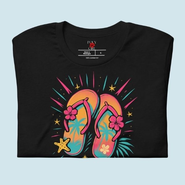 Flip Flop design on Black T-shirt by Poly Girl 