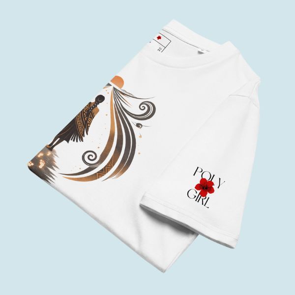 Folded Walk with Mana Tee with Poly Girl logo on sleeve