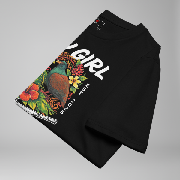 Folded view of poly-girl-beautiful-as-my-roots-tee