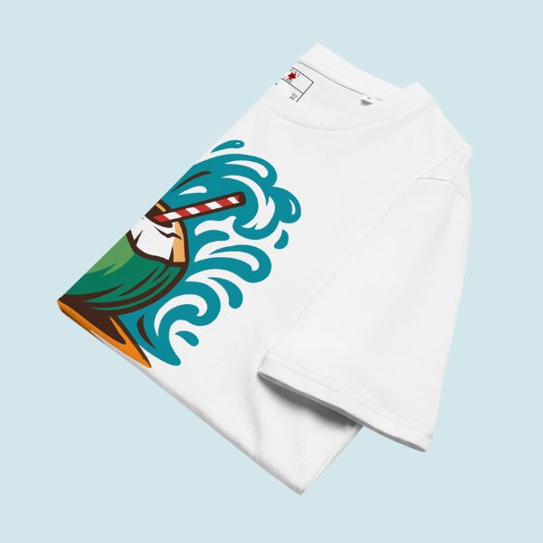 Front of Coconut Splash tee in white by Poly Girl