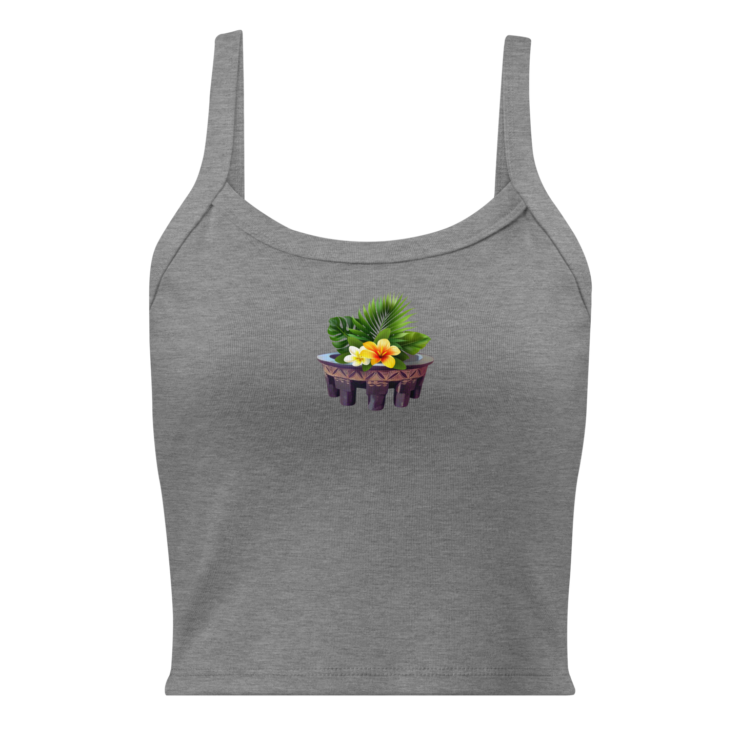 Gray Tank Top with Kava Bowl Floral by Poly Girl 