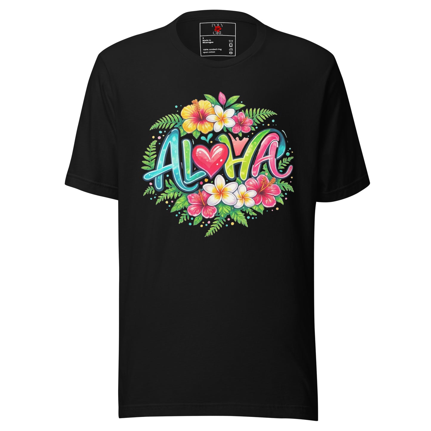 Heart of Aloha Tee in black by Poly Girl