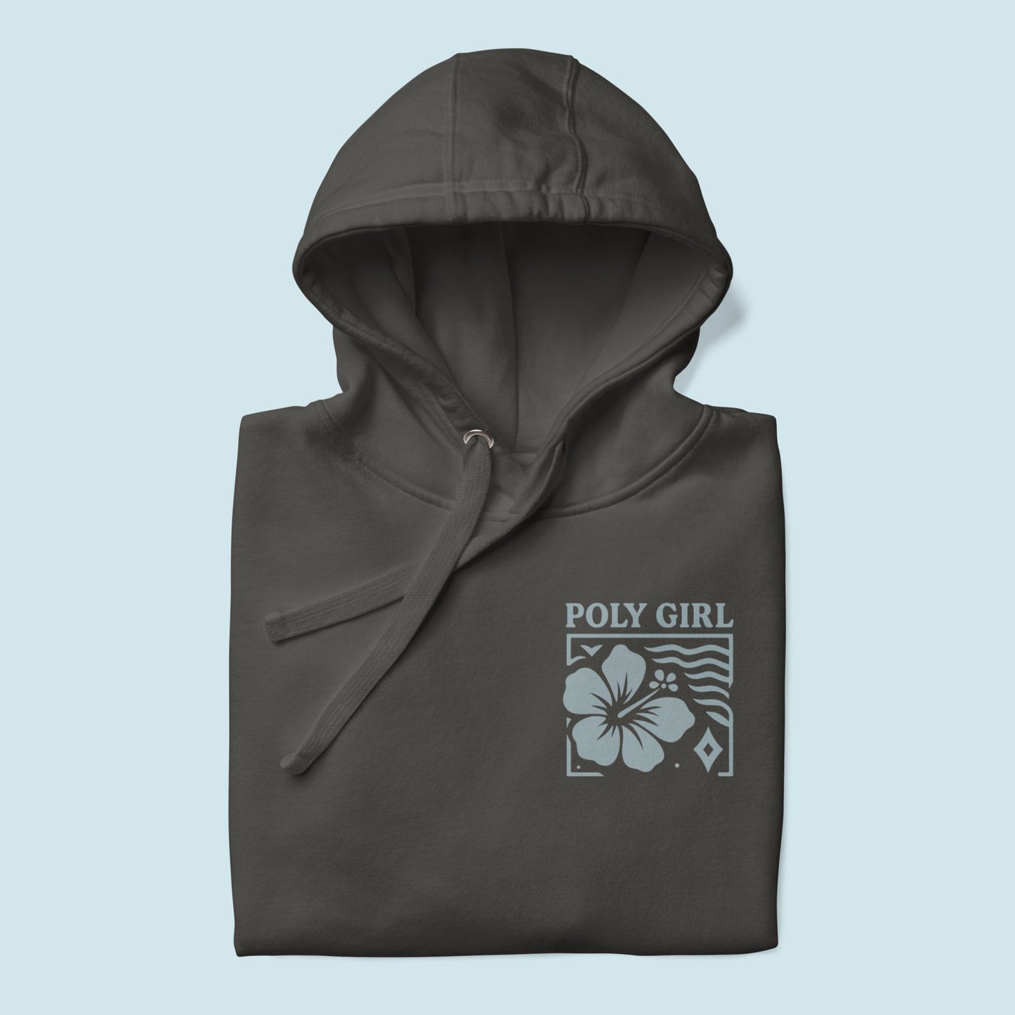 Hibiscus Block Hoodie Front View Folded