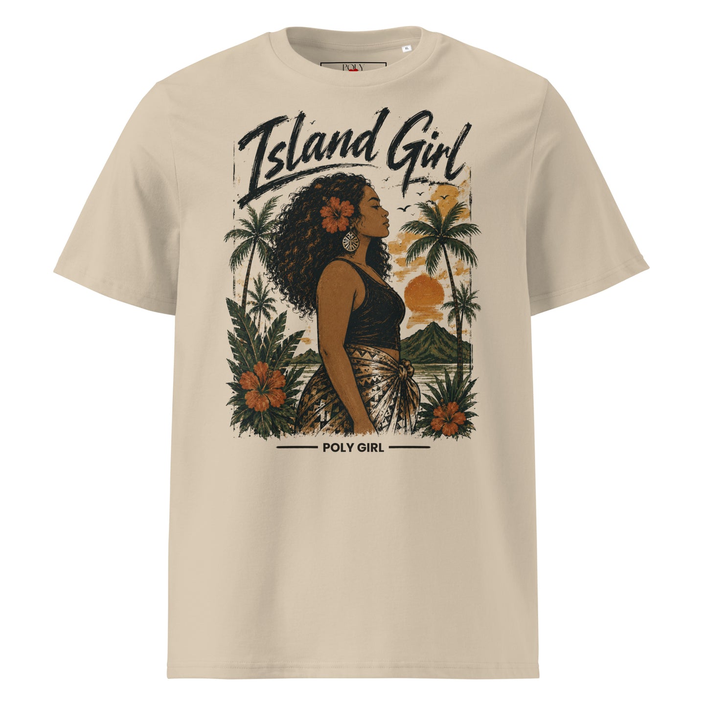 Island Soul Cotton Tee by Poly Girl in beige