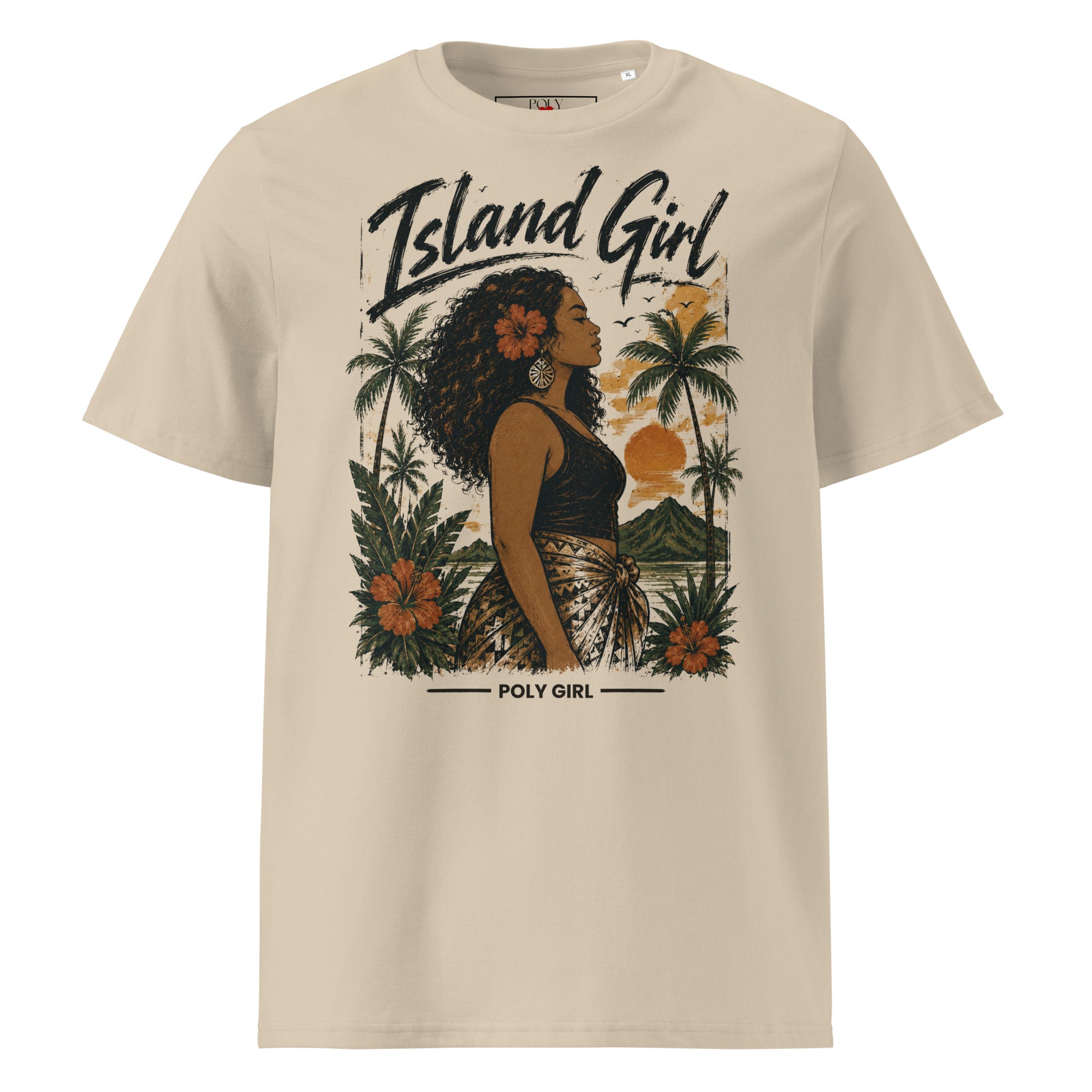 Island Soul Cotton Tee by Poly Girl in beige