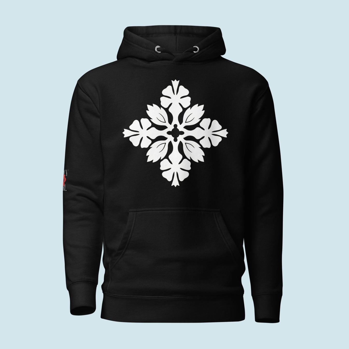 Hawaiian Kapa Kuiki Motif Hoodie in Black by Poly Girl