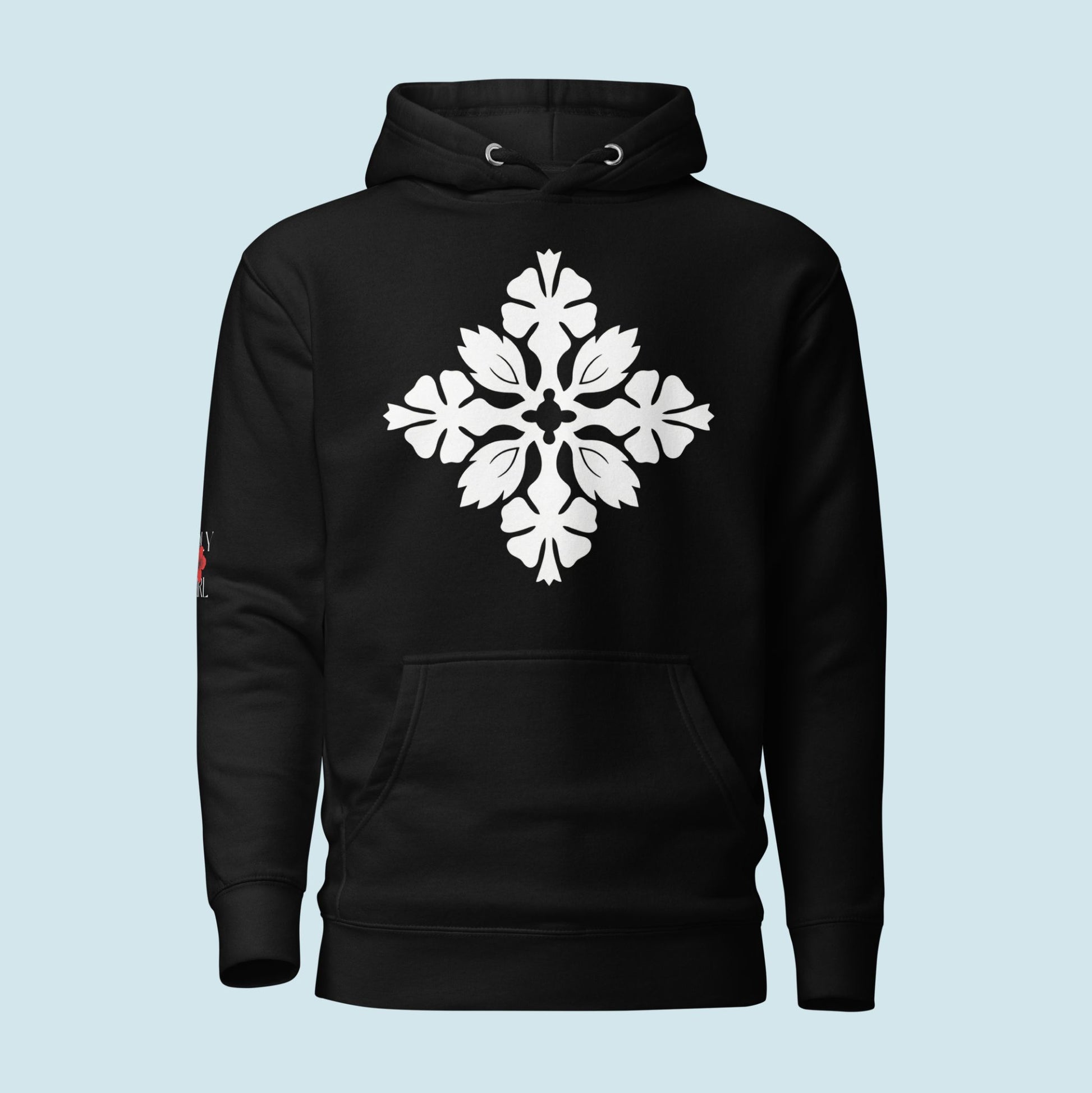 Hawaiian Kapa Kuiki Motif Hoodie in Black by Poly Girl