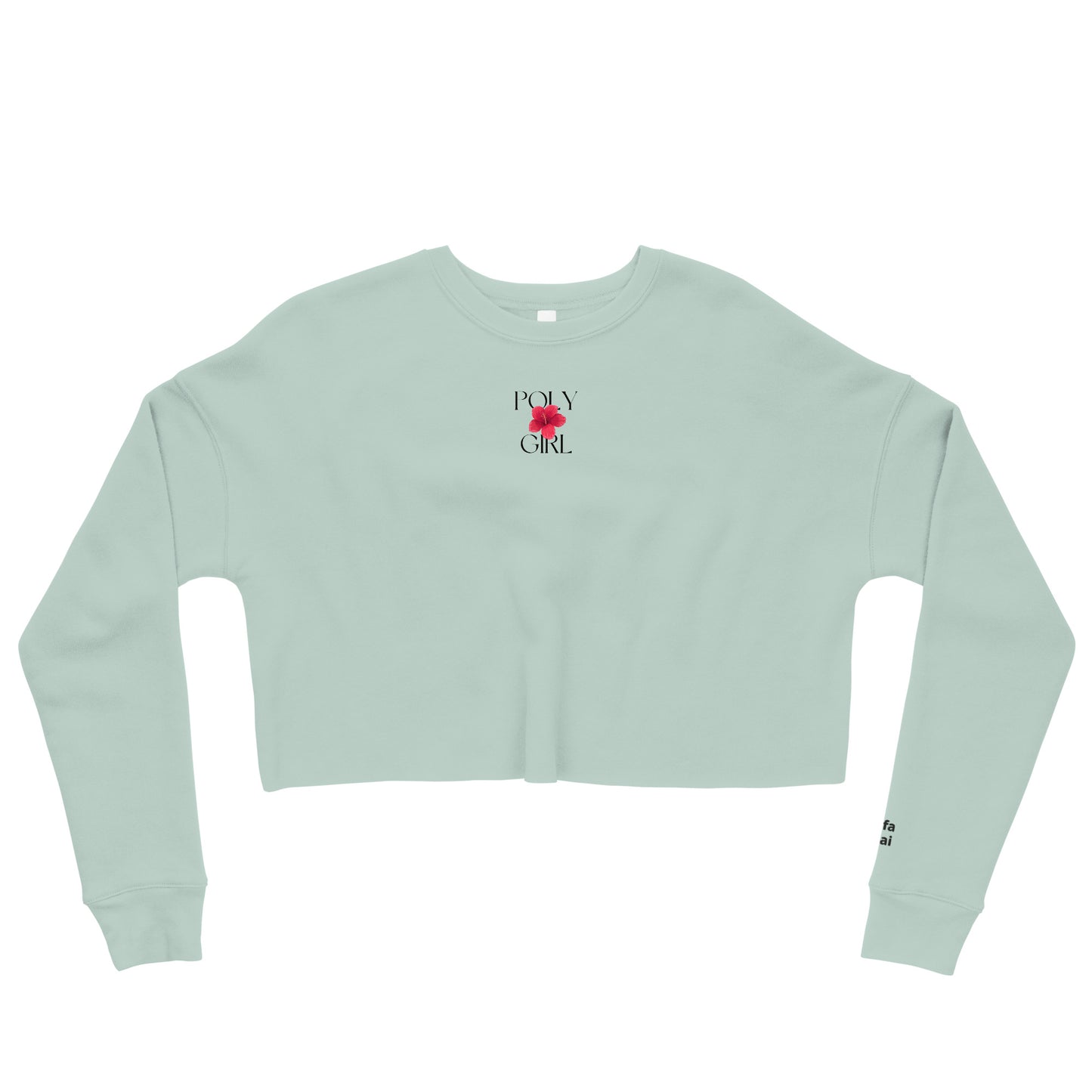 Ladies Hafa Adai Cropped Sweatshirt by Poly Girl™ in Dusty Blue