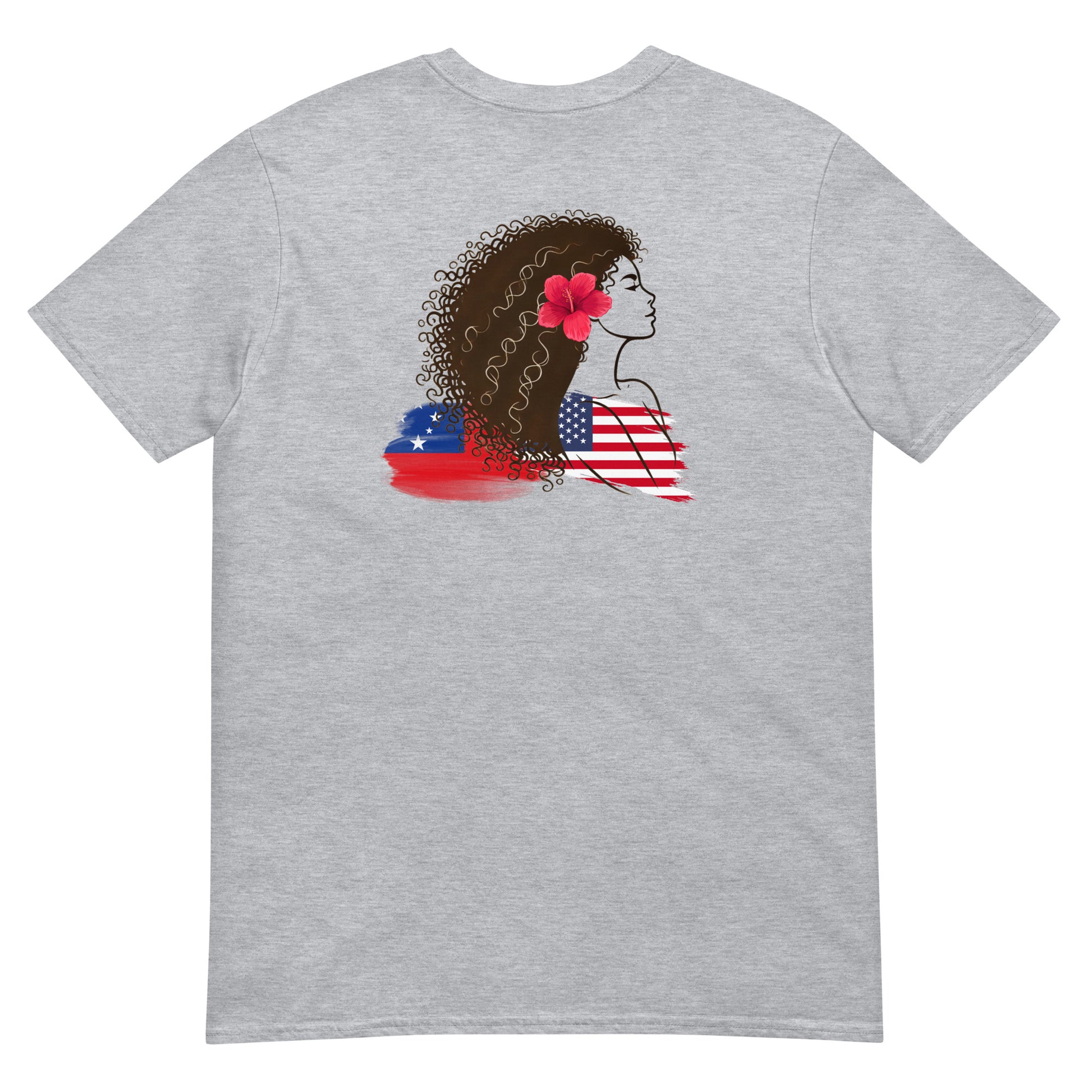 Ladies' Tshirt, Samoa and US in Gray