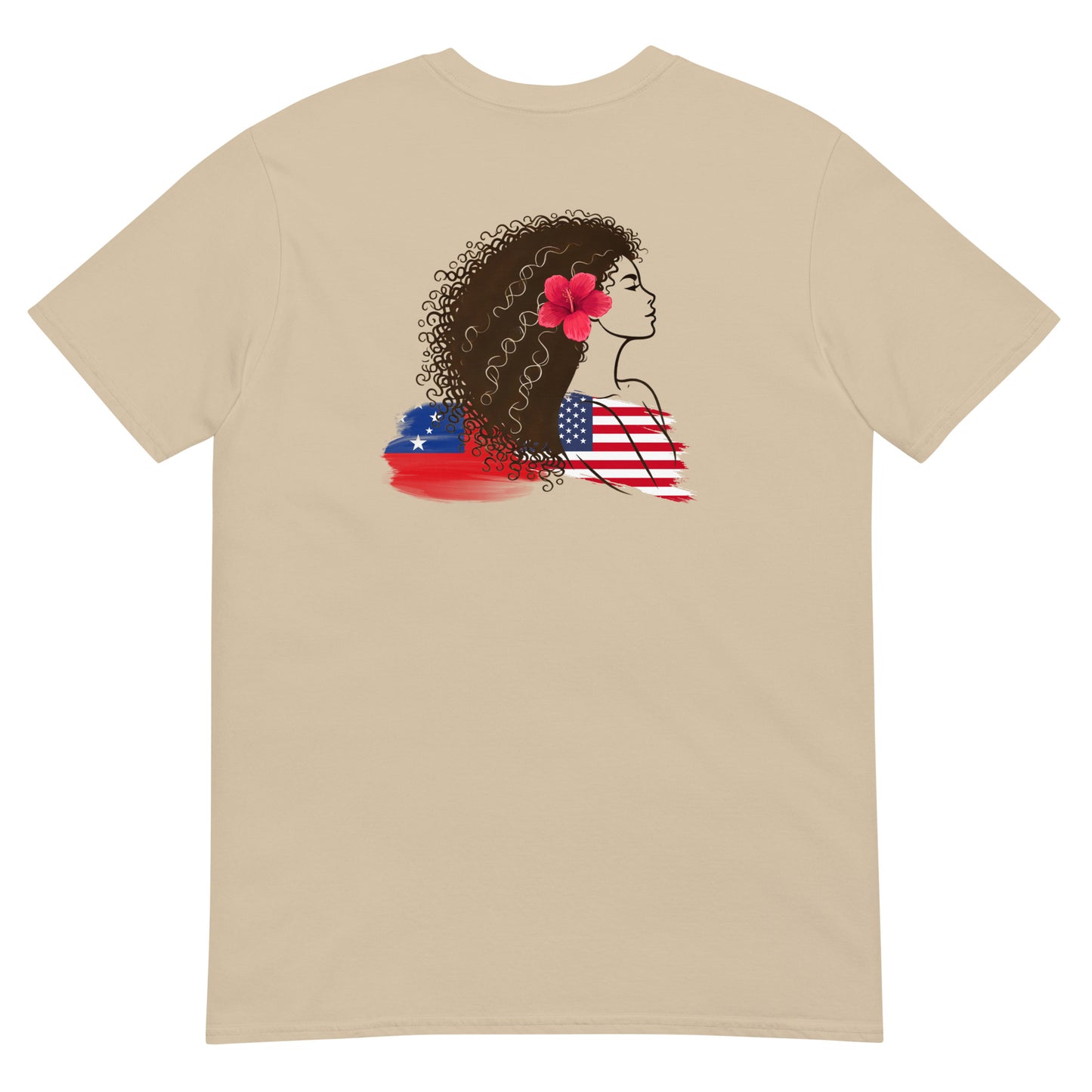 Ladies' Tshirt, Samoa and US in Sand Color