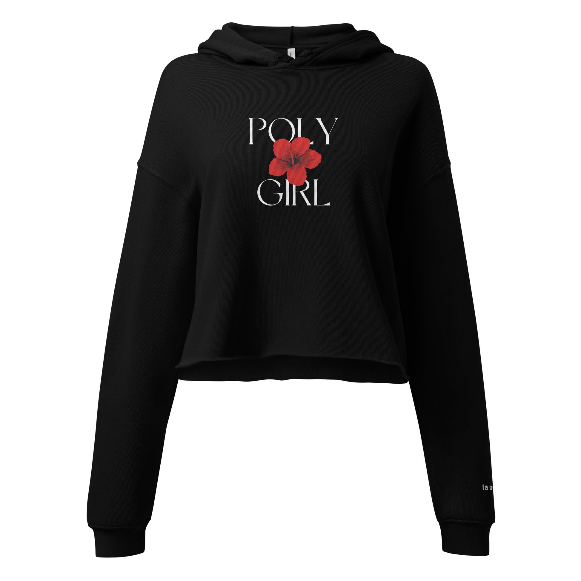 Ladies' cropped hoodie in Black by Poly Girl 