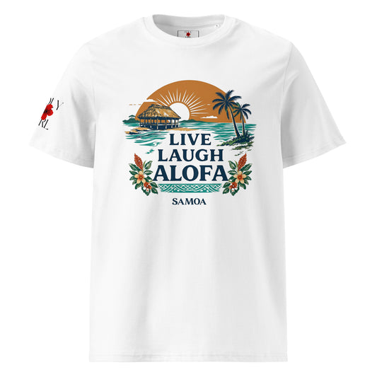 Live Laugh Alofa Samoan Tee in white by Poly Girl
